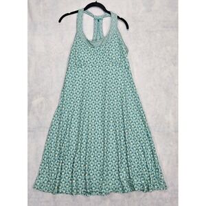 PrAna Cali Dress Sz L 12 14 Tank Tennis Racerback Teal Yellow Athletic Jersey